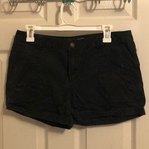 Distressed Black Mid Rise Shorts